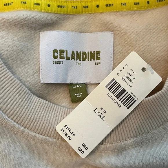 Anthro x Celandine Oversized Graphic Ivory Sweatshirt Sz L/XL NWT - Picture 13 of 16